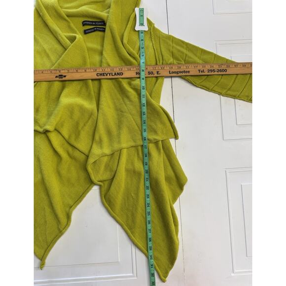 VTG Barbara De Younge Jounge Yellow Green Wool Asymetric Hem Cardigan Sweater OS - Picture 5 of 6